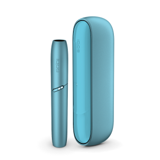 Przenośna ładowarka i podgrzewacz tytoniu IQOS Originals Duo w kolorze turkusowym.