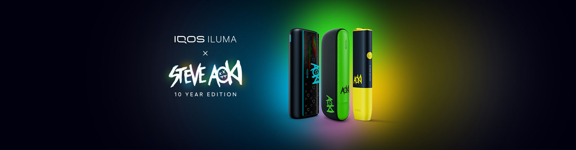 Podgrzewacze tytoniu IQOS ILUMA z limitowanej edycji IQOS ILUMA x Steve Aoki 10 Year Edition