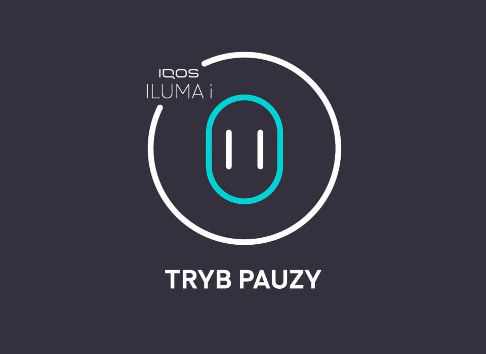 Biało-turkusowa ikona ilustrująca tryb pauzy w podgrzewaczu IQOS ILUMA i