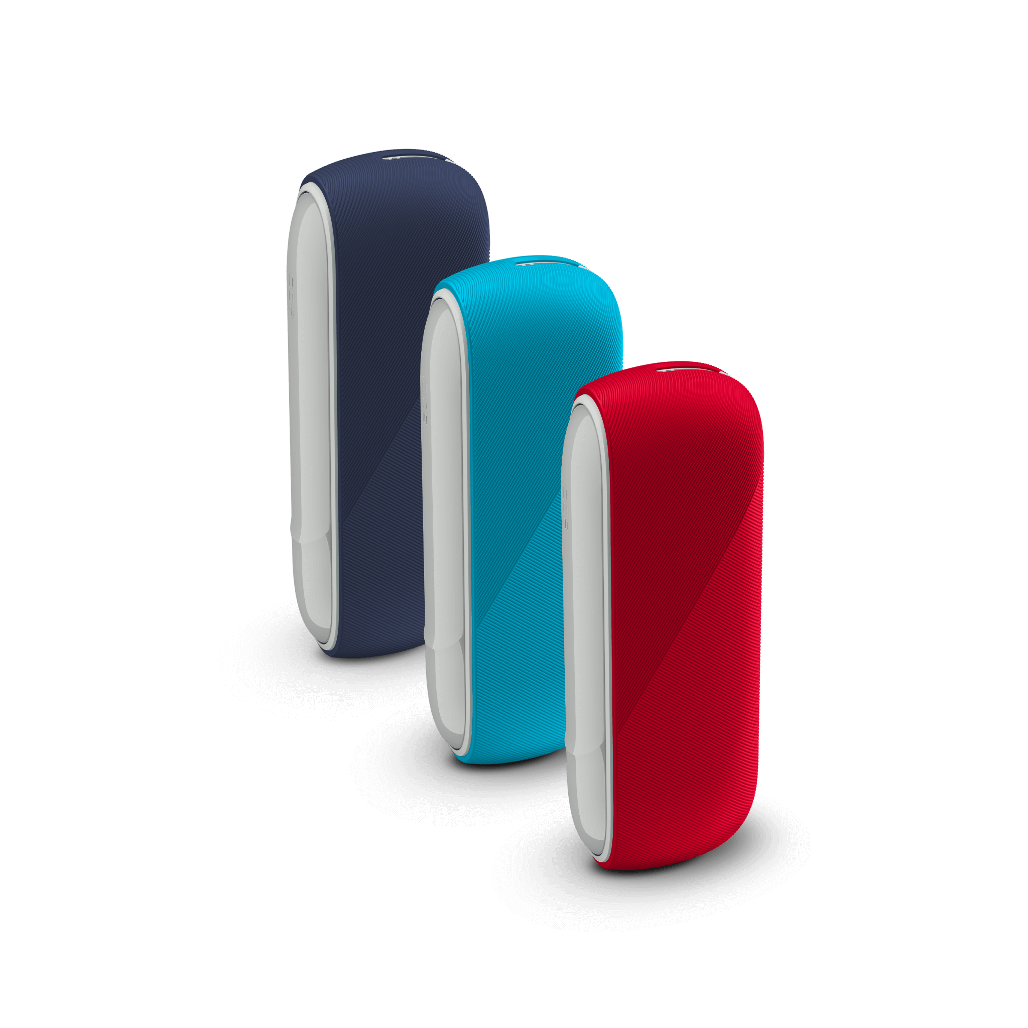 IQOS Originals Duo accessories: silicon sleeve in 3 vibrant colors: Scarlet, turquoise and slate