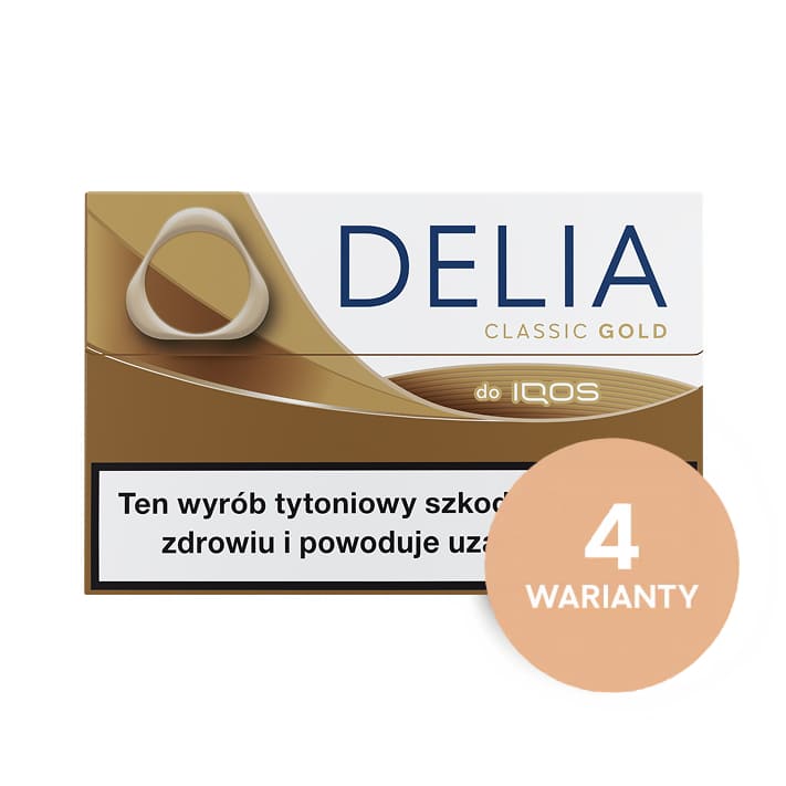 Paczka wkładów DELIA Classic Gold z informacją o dostępności 4 wariantów​